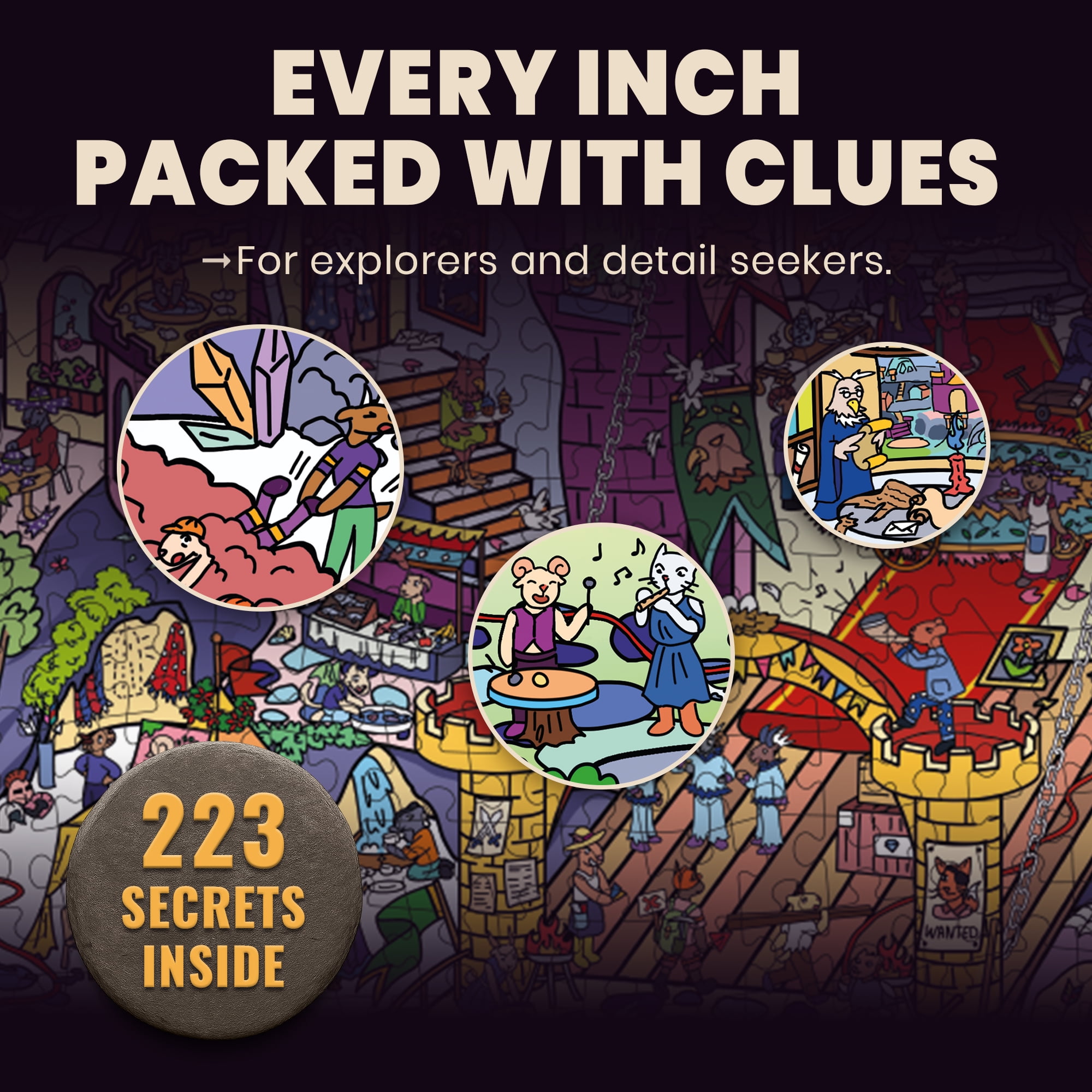 QUOKKA 1000 Piece Puzzle for Adults - Adult Puzzles with 223 Hidden Secrets and Engaging Audio Story