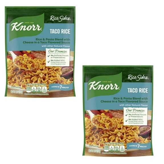 (2 Pack ) Knorr No Artificial Flavors Creamy Taco Spanish Rice Sides, 5.4 oz