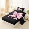 thumbnail image 2 of Manfei Watercolor Bow Letter M Twin Sheet Sets for Girls, Black Pink Initial Bedding, 3pcs, 2 of 5