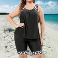 thumbnail image 5 of Lopeceal Plus Size Women Tankini Striped Ruched Round Neck Tummy Control Loose Swim Vest With Shorts Sports Casual Vacation, 5 of 8