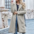 thumbnail image 1 of Puntoco Mujeres Fuzzy Fleece Lapel Open Front Long Cardigans Coat Faux Fur Otoño Invierno Warm Outwear Chaquetas Liquidación Puntoco Puntoco-2709, 1 of 7