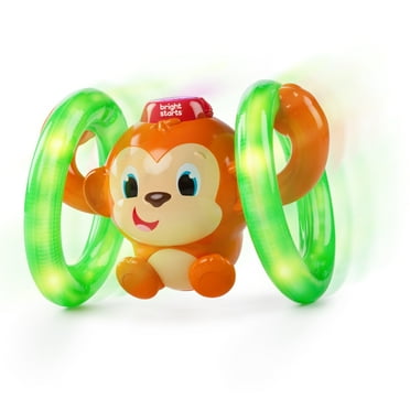 Bright Starts Roll & Glow Monkey Baby Toy with Lights and Melodies, Ages 6 Months  