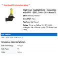 thumbnail image 2 of High Beam Headlight Bulb - Compatible with 1999 - 2003, 2009 - 2014 Acura TL 2000 2001 2002 2010 2011 2012 2013, 2 of 2