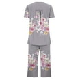 thumbnail image 4 of Teissuly Women Casual Round Neck Short Sleeve Blouse Fashion Pants Pajamas Suit, 4 of 5