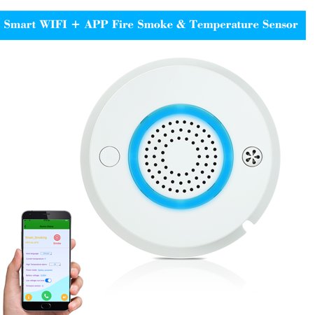 Smart WIFI + APP Fire Smoke & Temperature Sensor Smart 2 in 1 Wireless Smoke Temperature Detector Alarm APP Remote Control Home Security Alarm System (Best Remote Temperature Sensor)