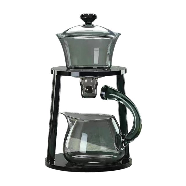 Juego de tetera de vidrio con desviación de agua, regalo de té de Kung Fu, juego de té de vidrio de Kungfu transparente, tetera de goteo Lazy Kungfu, semiautomática para regalo de Conjunto C Macarena Tetera de cocina