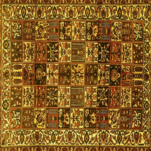 Ahgly Company Indoor Square Persian Yellow Traditional Area Rugs, 4' Square