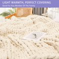thumbnail image 3 of Chunky Knit Blanket Throw x Hand Knitted Chenille Throw Blanket Small Soft Thick Yarn Cable Knit Blanket Cute Rope Knot Crochet Throw Blankets for Couch Bed Sofa (Light ), 3 of 8