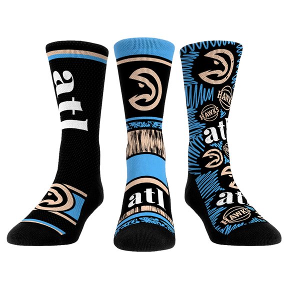 Unisex Rock Em Socks  Atlanta Hawks 2023/24 City Edition Three-Pack Crew Socks Set