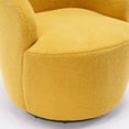thumbnail image 7 of PORKISS Swivel Accent Chair, Armchair with Teddy Fabric, Barrel Chair with Black Powder Coating Metal Ring for Living Room, Bedroom, Yellow, 7 of 7