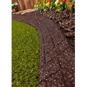 GroundSmart Curb Landscape Edging, 4 Brown Rubber Garden Edging Border, 4 pack