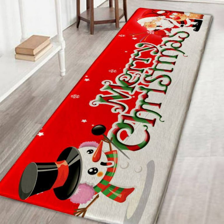 Non-Slip Kitchen Mat Runner Rug Set Doormat Merry Xmas Snowman Door Mats  Rubber Backing Carpet Indoor Floor Mat ( 15.7 x 23.6) 