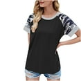 thumbnail image 1 of Pompotops T-Shirt Décontracté à Manches Courtes Imprimé Rayé Col Rond pour Femmes, 1 of 6