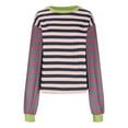 thumbnail image 4 of Womens Oversized Patchwork Sweatshirt Long Sleeve Striped Color Block Top Casual Loose Crew Neck Pullover Shirt (Purple 2XL), 4 of 5