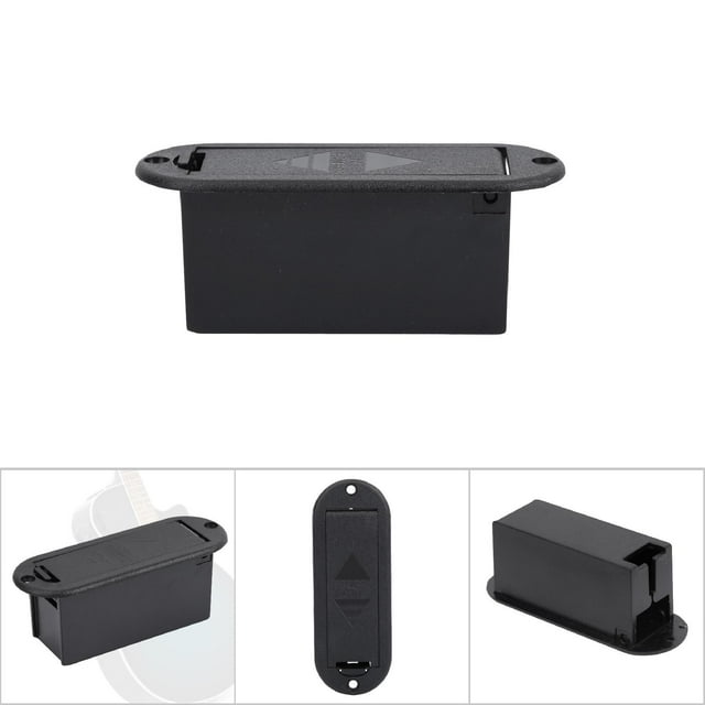 Guitar Battery Box, 9V Guitar Pickup Battery Case Wear PU Leather Electric Guitar Bass Pickup With Snap Button Accessory