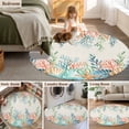 thumbnail image 5 of Round Rugs 5 Ft, Summer Ocean Non Slip Area Rugs for Kitchen Bedroom Entryway, Watercolor Coastal Coral Shell Seaweed Beige Washable Carpet Runner Rug Floor Mats for Bedroom Home Decor, 5 of 8