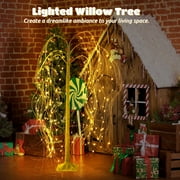 Lighted Willow Tree, Weeping Willow Tree with 180 LED Lights, Light-Up Tree for Christmas Wedding Party Bedroom Home Garden Decor, 4Ft, Warm Light