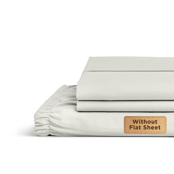 Linen Home Ensemble de Draps-Housses en Percale 100 % Coton Taille Très Grand, Argent, Poche Profonde, 3 Pcs - 1 Drap-Housse à Poche Profonde et 2 Taies d'Oreiller, Linge de Lit Frais et Solide