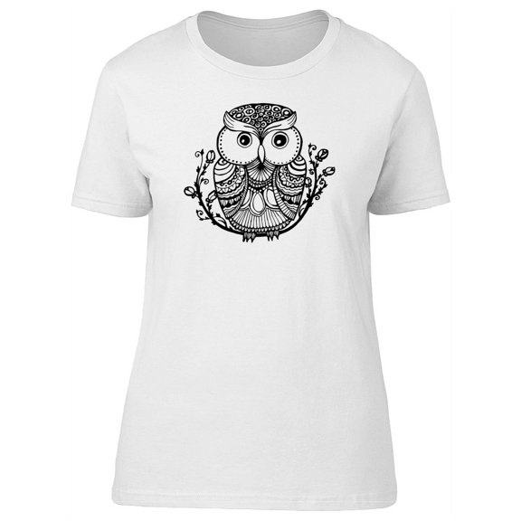 Ornated Owl In Black And White Tee Women's -Image by Shutterstock