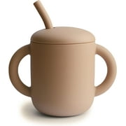 Mushie 100% Silicone Training Cup & Straw for Toddlers, Natural