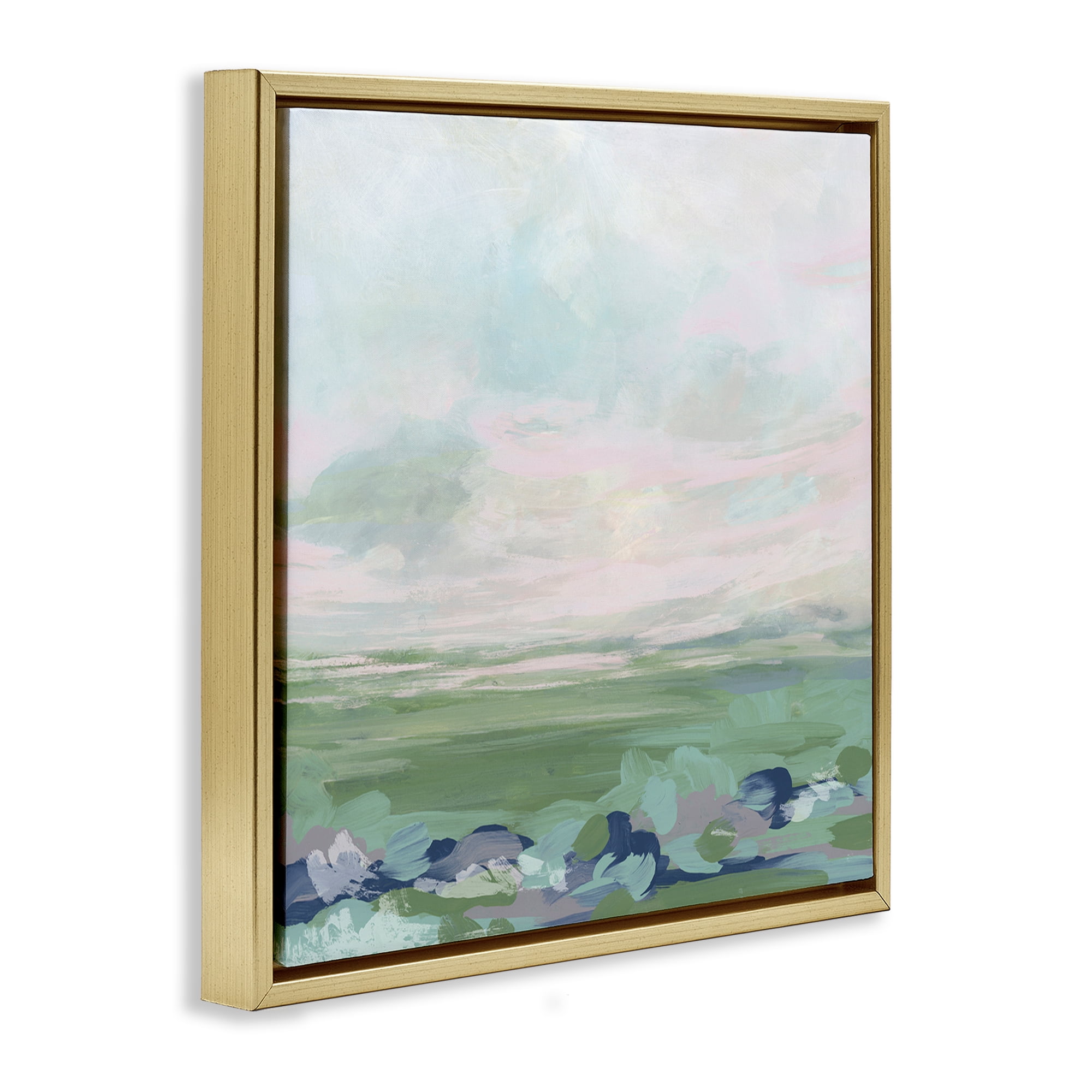 Stupell Industries Grassland Sky Gradient Landscape & Nature Painting Gold Floater Framed Canvas Art Print Wall Art, 25 x 25