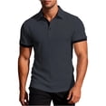 thumbnail image 2 of Vetsdori Men's Polo Shirt - Short Sleeve Collared Button Solid Color Color Block Jacquard Casual Design for Casual Daily Wear or Outdoor Activities, 2 of 8