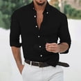 thumbnail image 1 of pstuiky mangas largas para hombre, Camisa de lino de manga larga con botones y botones de color liso para hombre salir tops m, 1 of 5