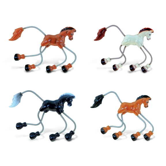 CoTa Global Horse Refrigerator Springy Magnets Set of 4 - Assorted Color Fun Cute Wild Animal Springy Magnets For Kitchen Fridge, Locker, Home Decor & Cool Office Decorative Novelty Accessory - 4 Pack