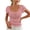 Pink, variant on Women Lace Trim Scoop Neck Shirts Short Sleeve Button Front Blouse Pointelle Summer Slim Fit Tops