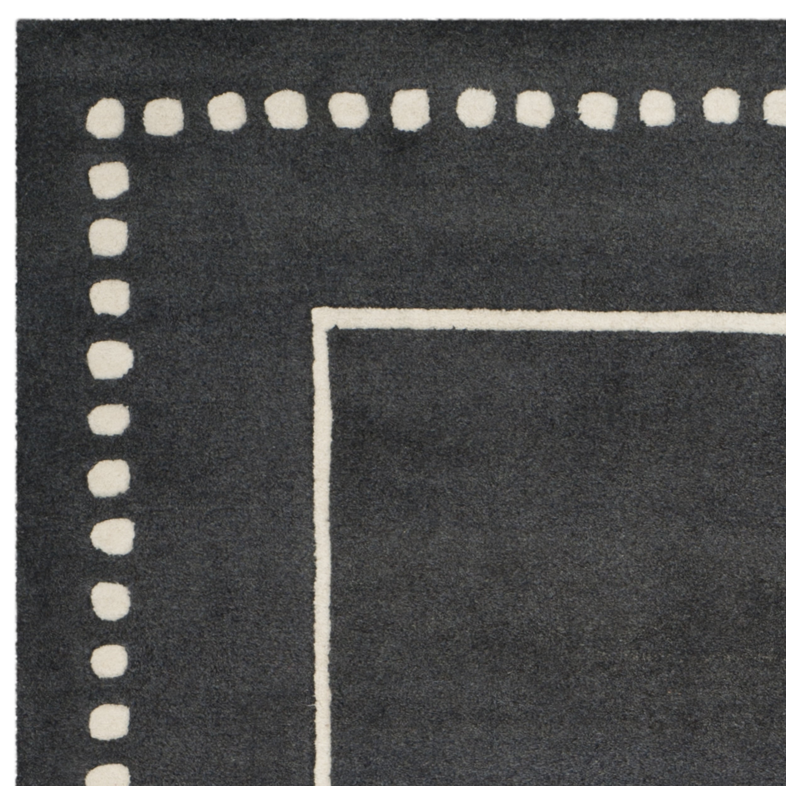 SAFAVIEH Bella Danita Bordered Wool Area Rug, Dark Grey/Ivory, 5' x 8'