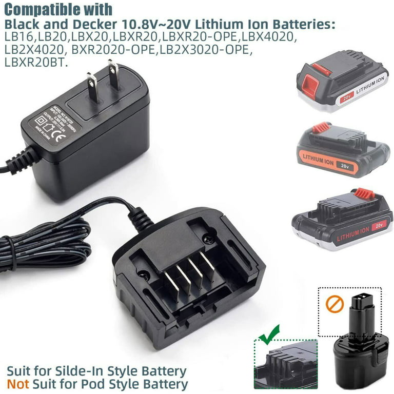 LCS1620 20V Lithium Battery Charger For BLACK and DECKER LBXR20 LBX4020  PCC685L US 