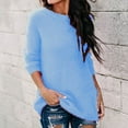 thumbnail image 5 of AherBiu Plus Size Fleece Tops for Women Lightweight Basic Top Tees Crew Neck Long Sleeve Solid Color Pajamas, 5 of 5
