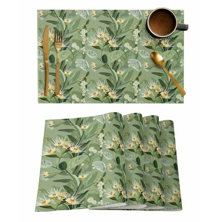 

4/6 Pcs Plant Flowers Branches Kitchen Placemat Dining Table r Table Mat Home r Coffee Tea Pad Cup