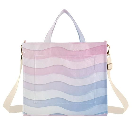 FORMRS Womens Corduroy Tote Bag Crossbody Shoulder Handbag with Pocket, Light Blue Gradient