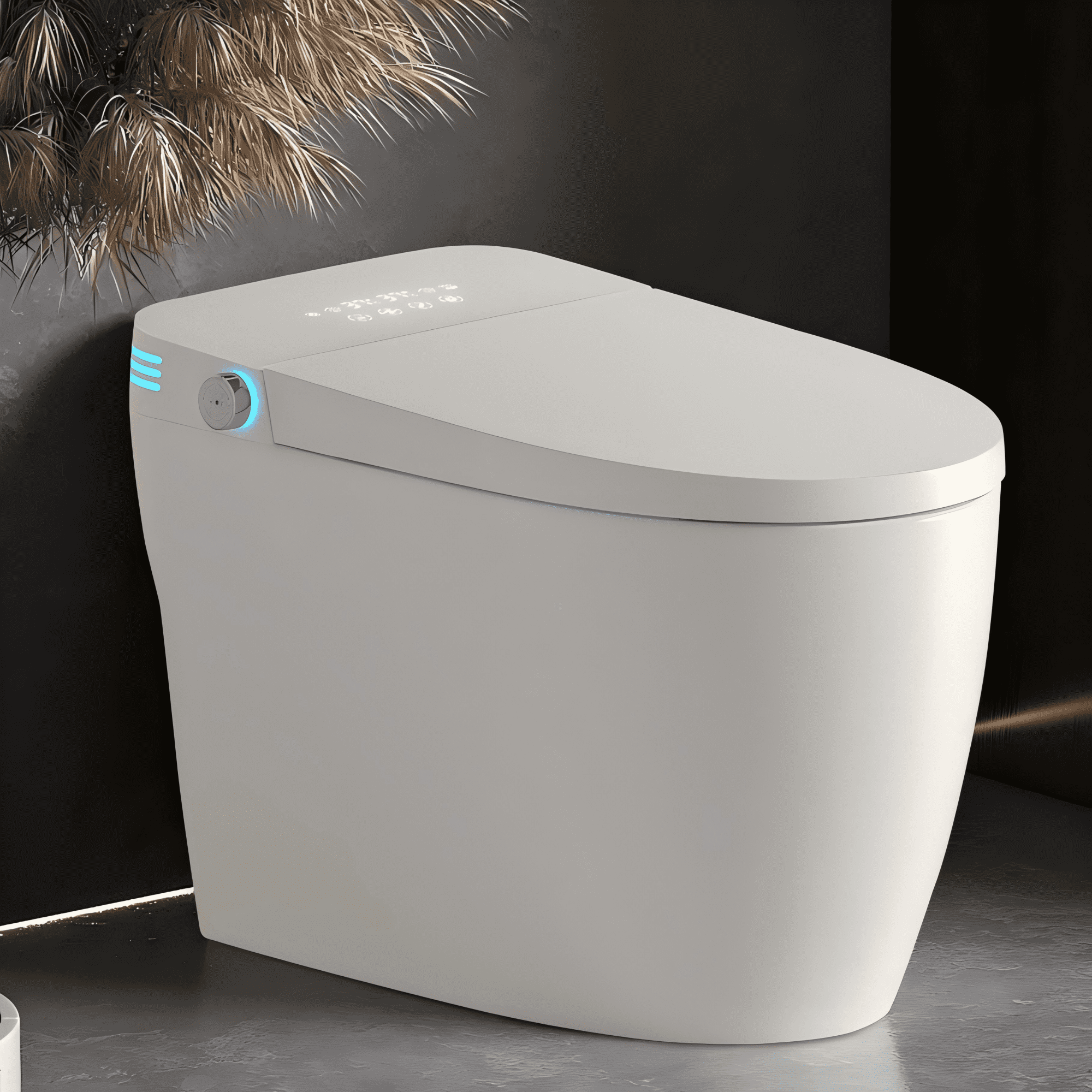 Tankless Smart Toilet With Bidet Built In, One-piece Bidet Toilet Seat, Auto Flush, Auto Open/Close,Heated Seat, Warm Water and Dry, Adjustable Temp,Remote Control Side Know
