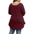 Women's Plus Size Henley Shirt Long Sleeve Henley V Neck Tunic Tops