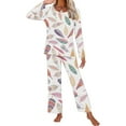 thumbnail image 5 of WREESH Womens Pajama Sets Printing Round Neck Short Sleeve Sleepshirt And Pants Two Piece Sets S Loungewear Pajamas With Pockets Hot Pink, 5 of 6
