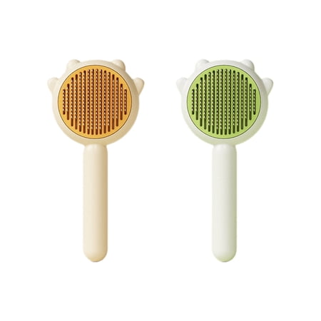 BESTSKY 2PCS Cat Brush Precision Steel Needle Dog Brush Effective Skin Massage Cat Stuff Yellow & Green