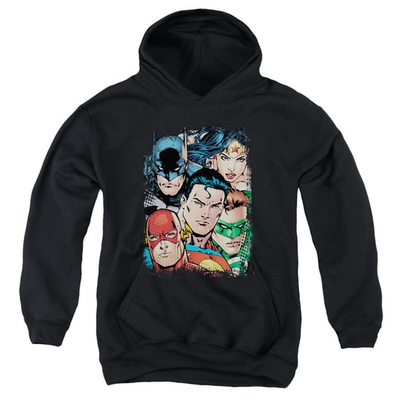 Jla - Up Close And Personal - Youth Hooded Sweatshirt - Large