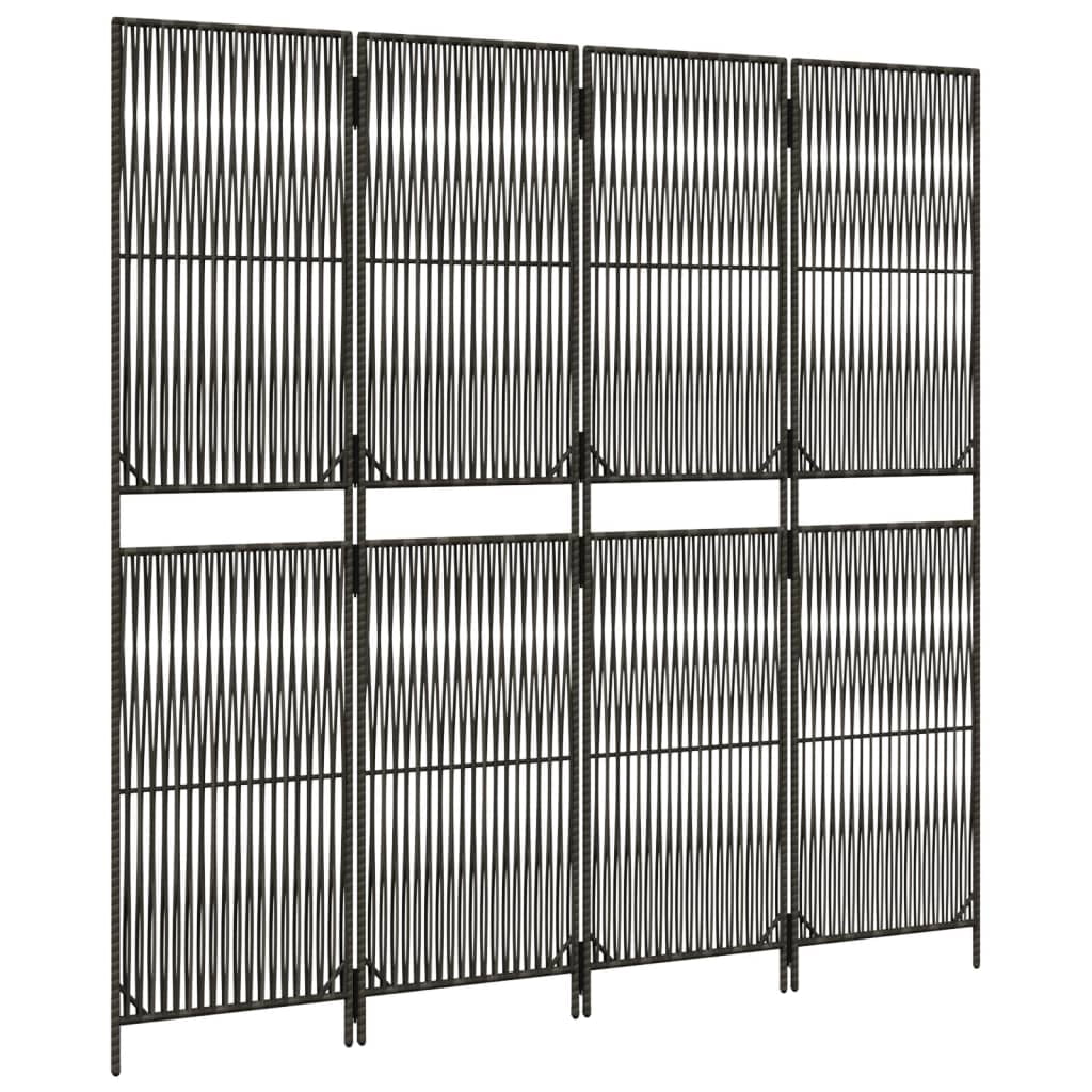 vidaXL Room Divider Modern 4 Panels Gray Poly Rattan 70.9 in H x 77.2 in