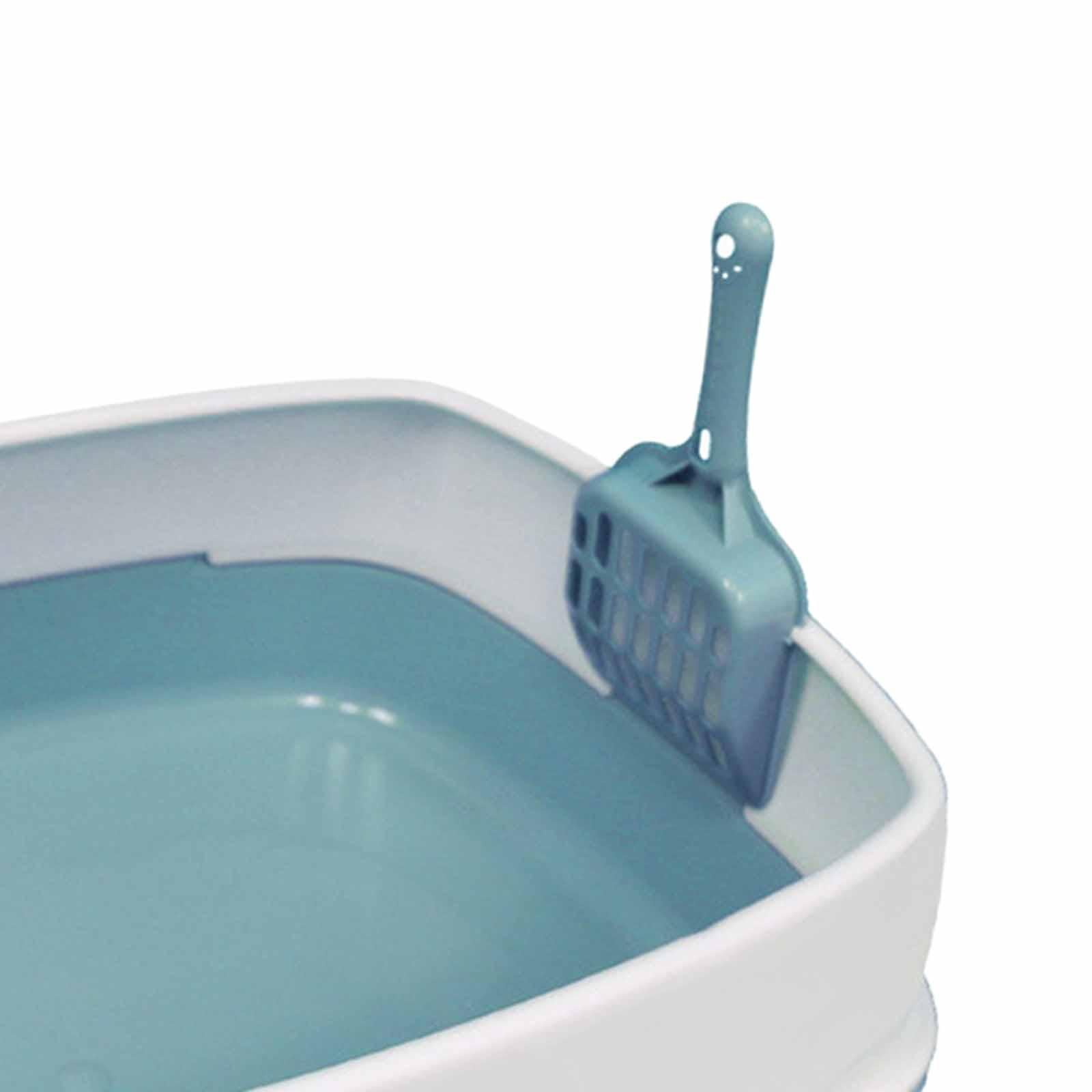 High Sided Cat Litter Box Kitten Potty Pan Portable Durable Pet Litter Tray Blue