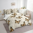 thumbnail image 3 of Manfei Orange Butterfly Print Bedding Comforter Set 7pcs, Romantic Dandelion Flower Queen Bedding Sets, Vintage French Style Queen Sheet Sets, Breathable Home Decor, 3 of 7