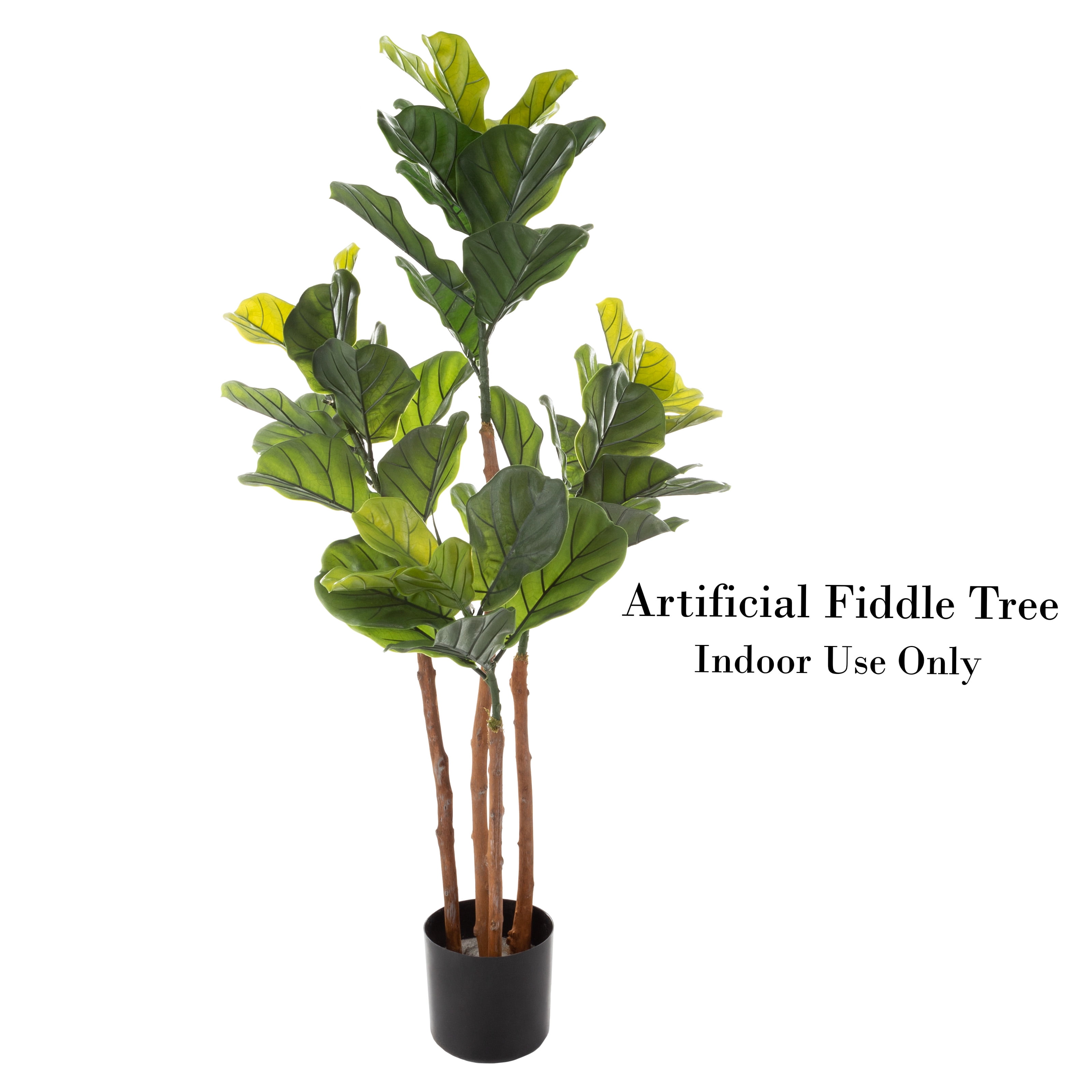 Pure Garden 50-Inch Potted Fiddle Leaf Fig Artificial Tree for Home Décor