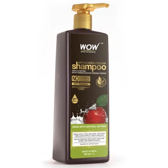 Wow Skin Science Apple Cider Vinegar Shampoo for Dandruff, Hair Growth & Hair Fall Control, 1000ml