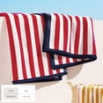 thumbnail image 5 of 100% Cotton Velour Stripe Border Oversized Beach & Pool Towels - 2 Pack, 35" x 70", 5 of 6