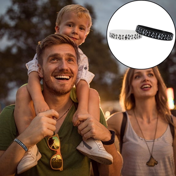 STRANDCHIC 10pcs Musical Silicone Bracelets Black Round for Concert Events