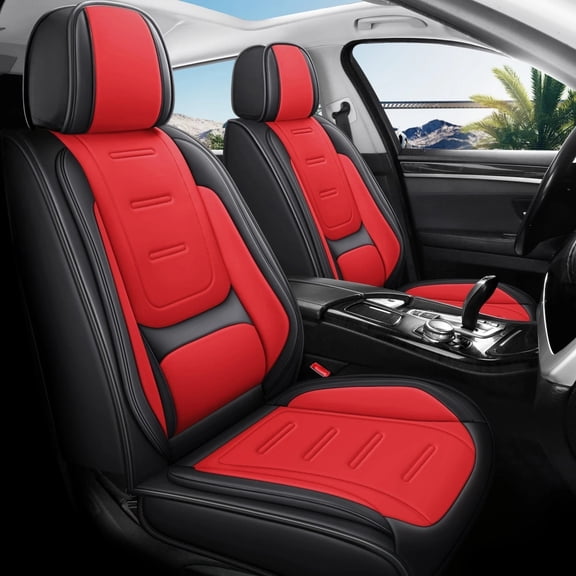For Honda Accord Civic CRV Seat Covers Full Set Front Rear Leather 5 Seats Black Red
