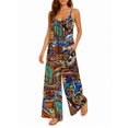 thumbnail image 2 of Women'S Summer Spaghetti Strap Jumpsuits Vibrant Bohemian Loose Baggy Fit Wide Leg Rompers Casual Wear, 2 of 7