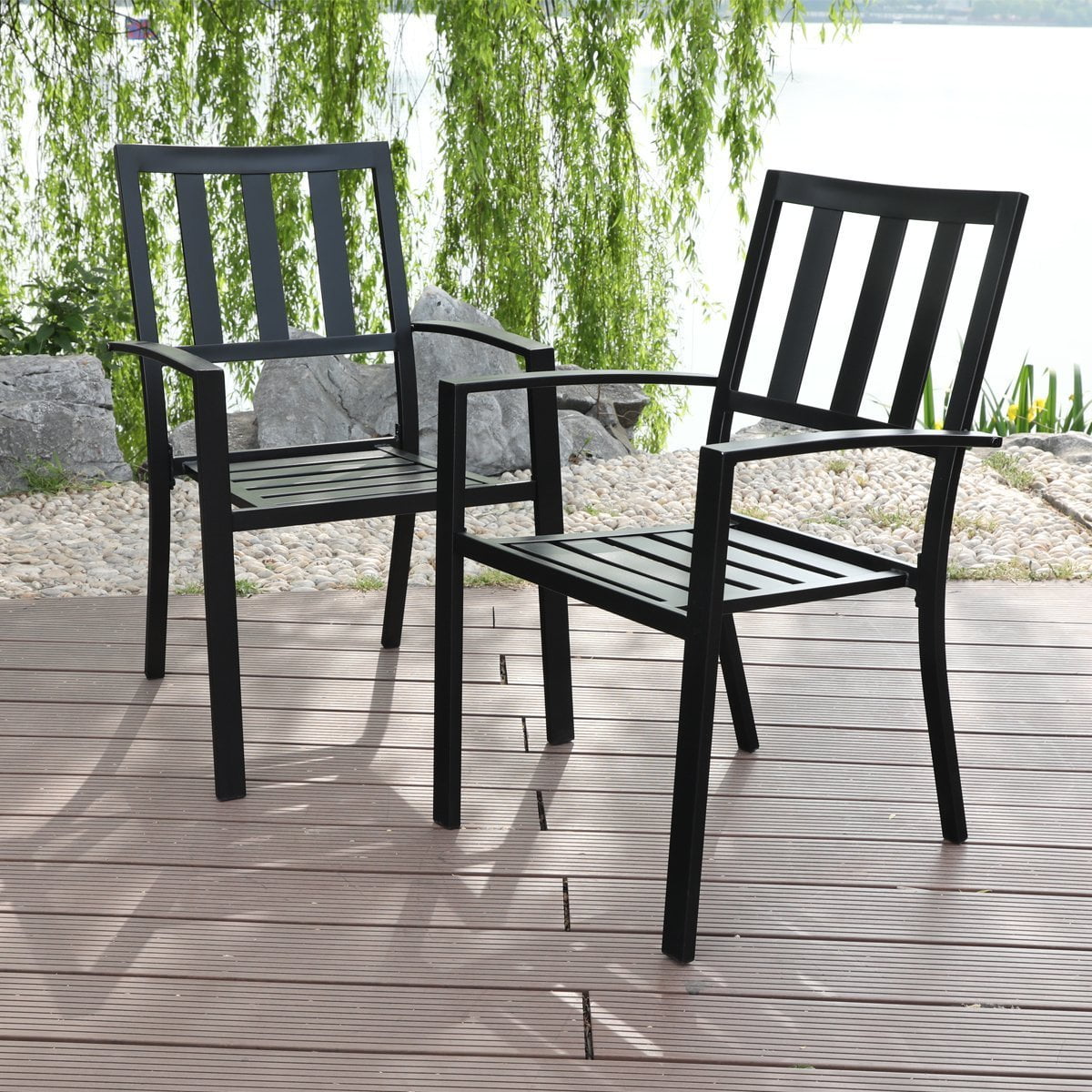 MF Studio Metal Patio Outdoor Dining Chairs Set of 2 ...