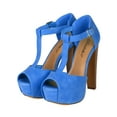 thumbnail image 5 of New Women Breckelles Brina-21 PU Peep Toe T-Strap Platform Chunky Heel Sandal, 5 of 6